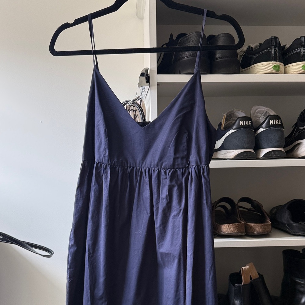 NWT Quince 100% Cotton Sleeveless Maxi Dress in Navy